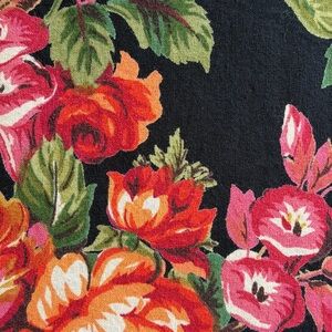 April Cornell Round Tablecloth Floral Black Background 76”